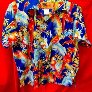 Sun Gear Men's Medium Hawaiian Shirt Featuring Parrots